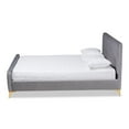 thumbnail image 6 of Baxton Studio Nami Modern Contemporary Glam and Luxe Light Grey Velvet Fabric Upholstered and Gold Finished Queen Size Platform Bed, 6 of 8