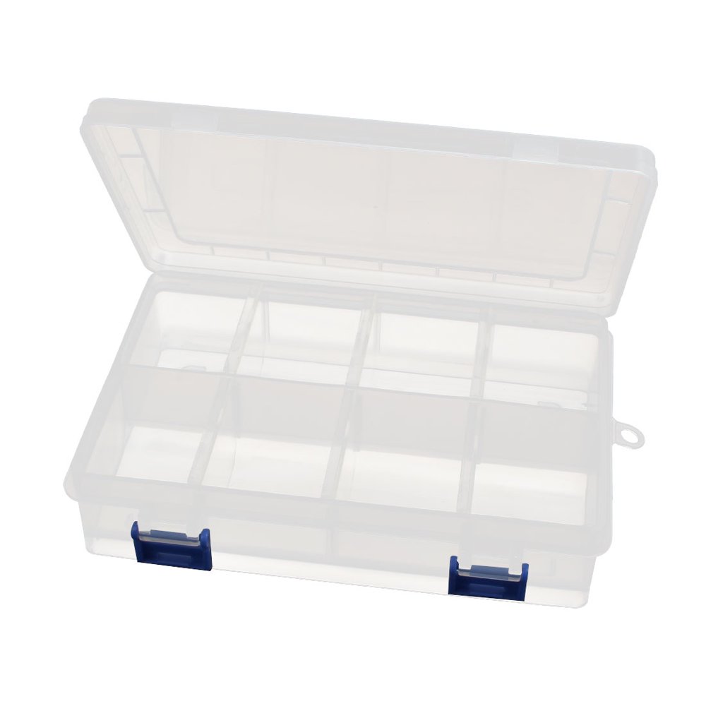 Adjustable 8 Slots Rectangle Chip Electronic Parts Storage Box Case