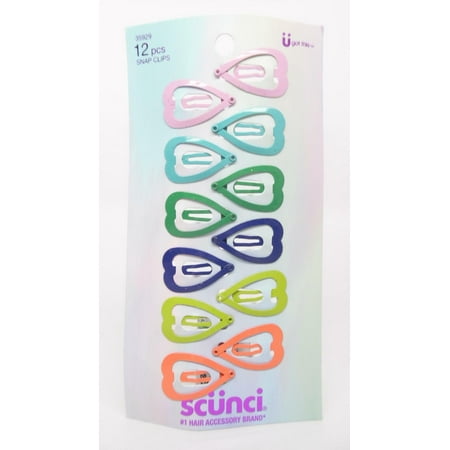 Scunci Kids Hair Accessory Heart Shape Snap Clips - Multicolored - 12pcs - 35929