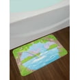 thumbnail image 2 of Teen Girls Bath Mat, Print of Fairy Landscape with Waterfall Rainbow Lake Butterflies Magical Land, Non-Slip Plush Mat Bathroom Kitchen Laundry Room Decor, 29.5 X 17.5 Inches, Green Blue, Ambesonne, 2 of 2