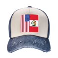 thumbnail image 2 of Peru America Flag Baseball Cap Distressed Adjustable Vintage Cotton Denim Hat for Women Men, 2 of 7