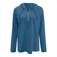 thumbnail image 4 of Scyoekwg Western Tops for Women Drawstring Zipper Hooded Tunic Shirts Loose Lightweight Tshirt Long Sleeve Solid Color Tops for Women Trendy Dressy Casual Blouses (Blue,M), 4 of 5