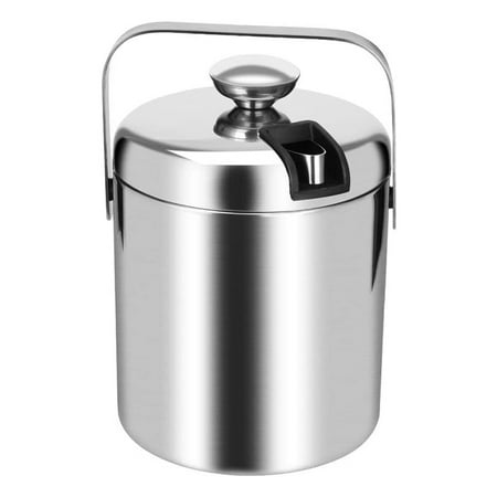

for freezer Stainless Steel Ice Square Container Double Walled 1.3L Container with Tongs Lid