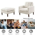 thumbnail image 6 of Comfortable Armchair with Ottoman, Modern Fabric Single Sofa Chair Accent Chair with Solid Wood Legs, Single Sofa Reading Chair with Ottoman Footrest For Living Room Bedroom Small Spaces Office, White, 6 of 7