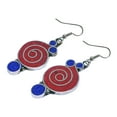 thumbnail image 4 of Tibetan Silver Handmade Boho Earrings Coral and Lapis Lazuli Gemstone Fashion Jewelry, 4 of 5