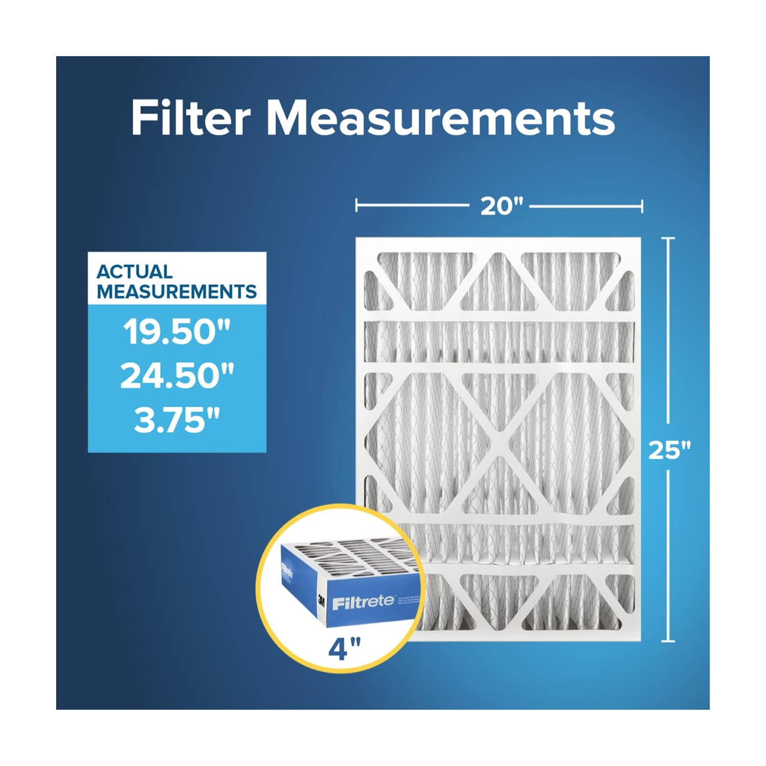 Filtrete 20x25x4 Slim Fit HVAC Furnace Air Filter, MPR 1900 MERV 13, Premium Allergen, Bacteria and Virus, 2 Filters (Actual size 19.5 x 24.5 x 3.75 in.)