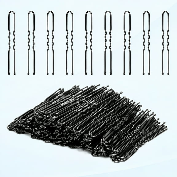 VANIDO U Shaped Hair Pins, 50 Count Buns Pins Hair Pins for Women Girls for Updos Ballet French Twists, Bobby Pins Hair Grip Hair Clips Metal Hair Accessories 7cm/2.7in (Black)