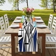 thumbnail image 4 of Table Runners 70 Inches Long Dress Scarves, Navy Blue Black Geometric Farmhouse Coffee/Dining/Kitchen Table Decor, Holiday Table Runner, Abstract Art Modern Line 13x70 Inch, 4 of 9