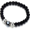 thumbnail image 1 of Pulsera Hombre Mujer Cojín Abalorios Negros con Cristal Estilo Murano, 1 of 5