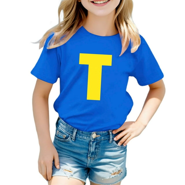 TZEWGL Cute Shirt For Kid Letter Printed Short Sleeve Print Crewneck Top For Newborns size 3-4T