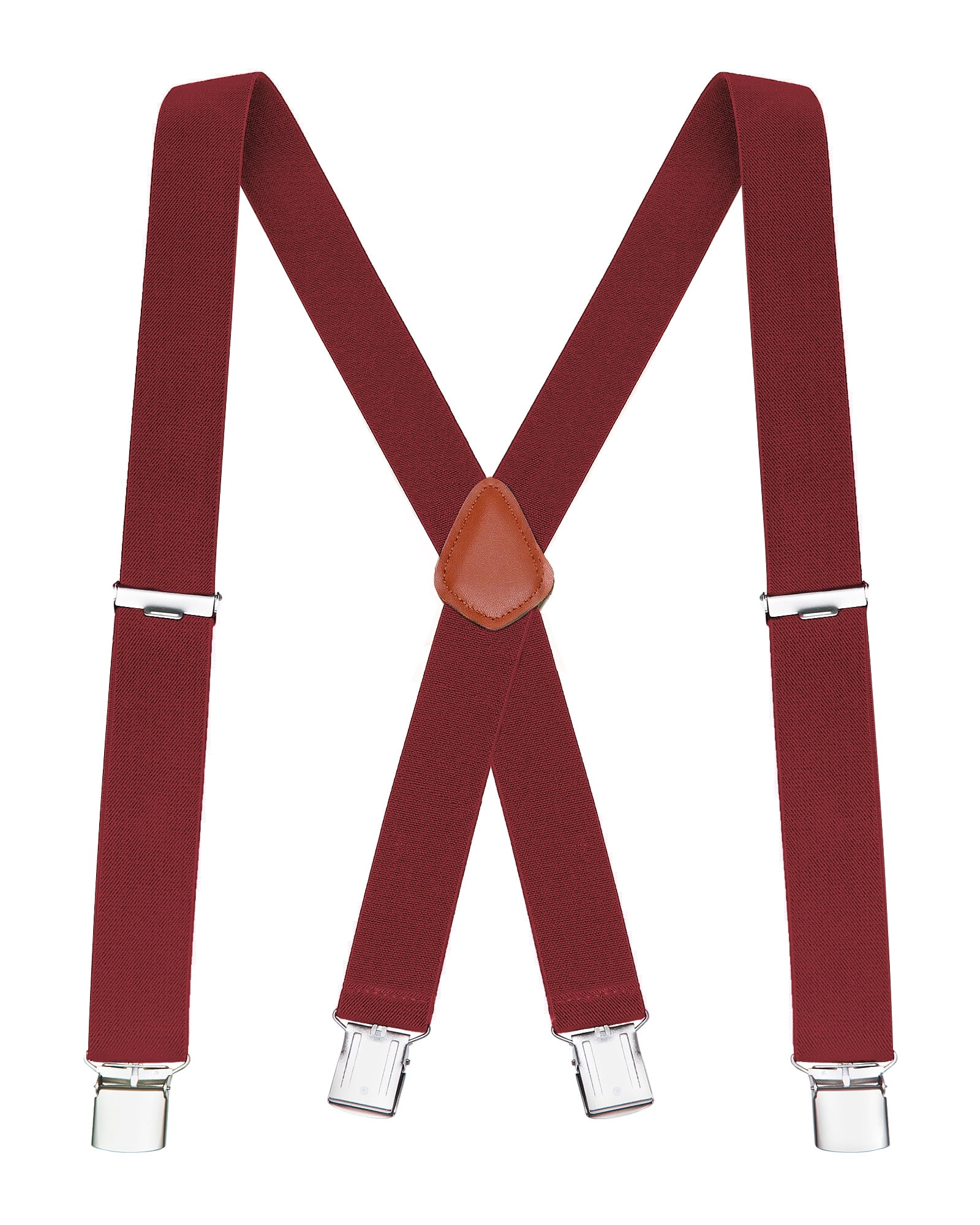Burgundy Wine Red Ribbed Trouser Braces Plain Mens Suspenders 