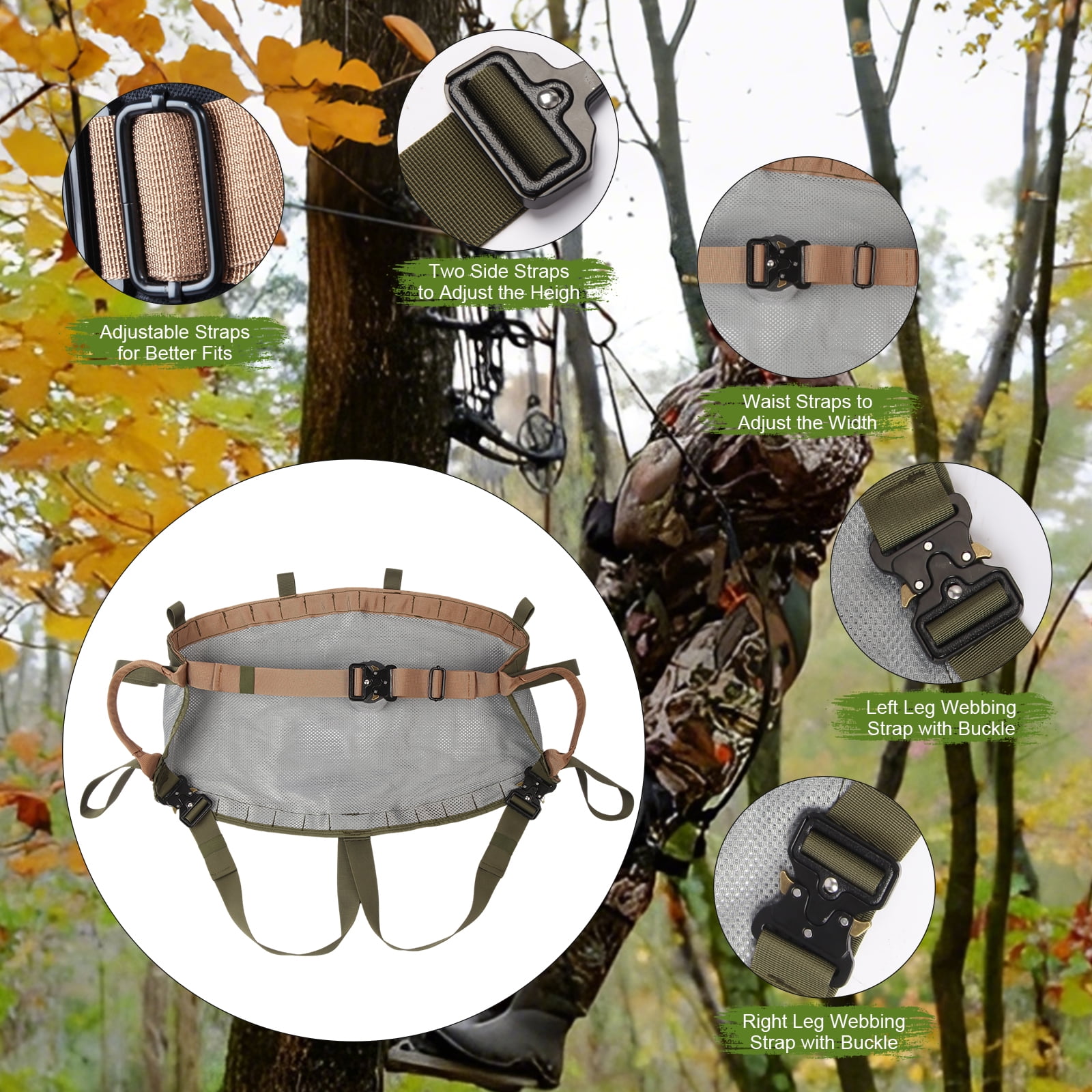 HYIUNOVA Hunting Tree Saddle Ultralight 2.2 lb Breathable Mesh, 300 lb Capacity, 1-Pack