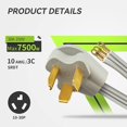 3 Prong SRDT Dryer Cord 10 Feet, 30 Amp Appliance Power Cord (NEMA 10
