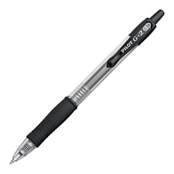 Pilot® G-2™ Retractable Gel Pens, Ultra Fine Point, 0.38 mm, Clear Barrels, Black Ink, Pack Of