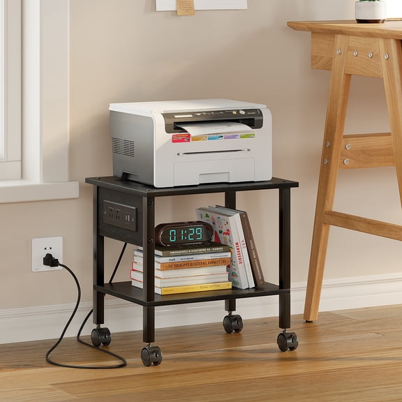 Zenira 16 inch 2 Tier Side Table, Nightstand End Table, Black