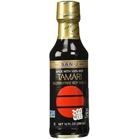San-J Tamari Gluten Free Soy Sauce, Non GMO Black Label, 10 Ounce (2 Pack)
