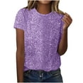 thumbnail image 2 of Ounisa Womens Full Sequin Tops Sparkle Glitter Blouses Lantern Short Sleeve Shirts Dressy Party Concert Outfits, 2 of 6