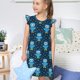 thumbnail image 4 of Fotbe Blue Owl Vestido de Dormir para Niñas de 3 a 10 Años, Mangas Cortas, Estilo Princesa, Pijama Camisón con Mangas Voladas-Small, 4 of 6