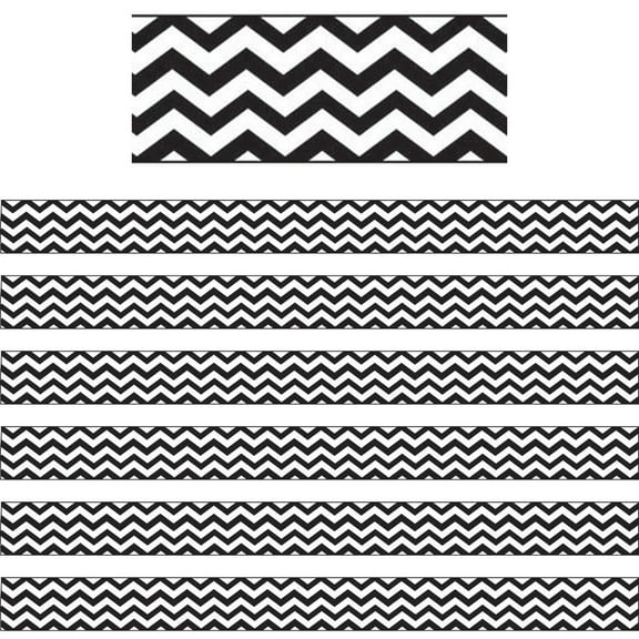 Ashley Productions ASH11014-6 Magnetic Magi-Strips, Black Chevron - Pack of 6