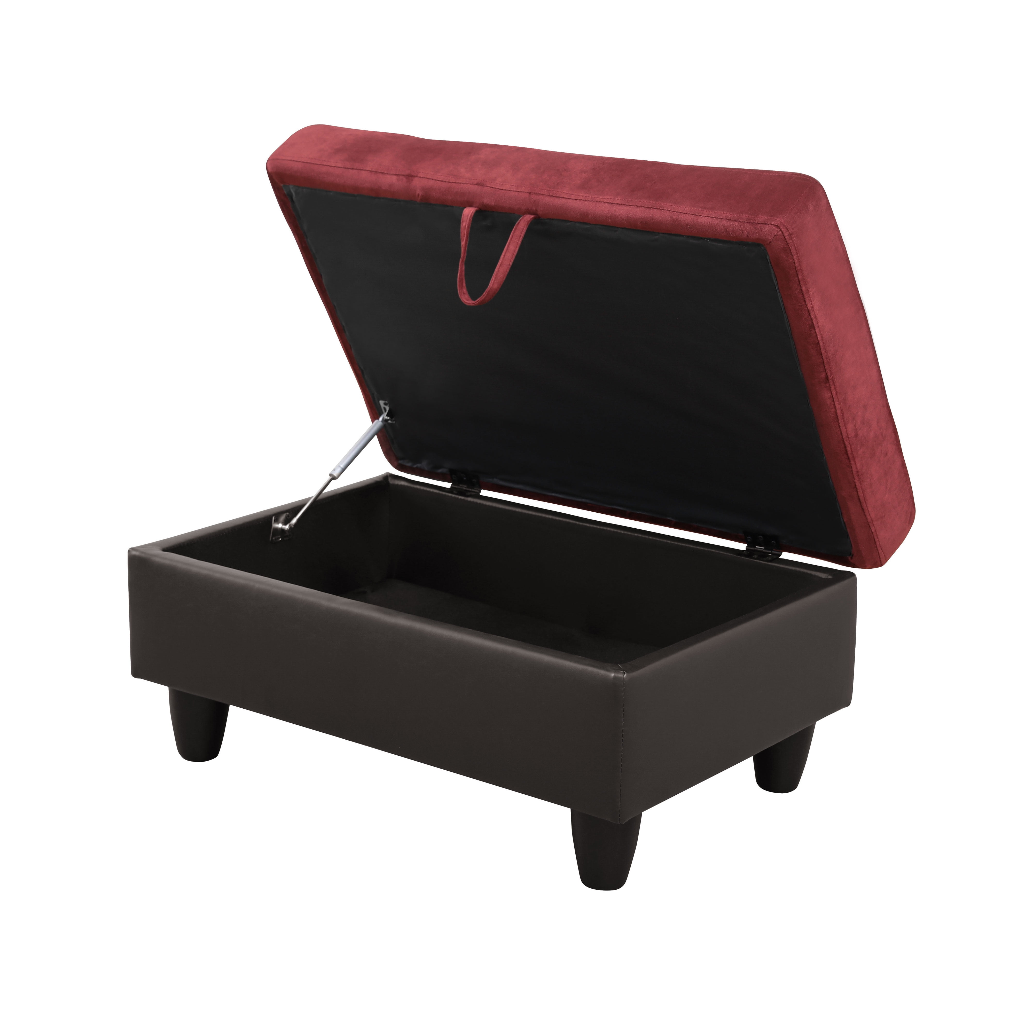 Flannel and PVC Storage Ottoman for Living Room