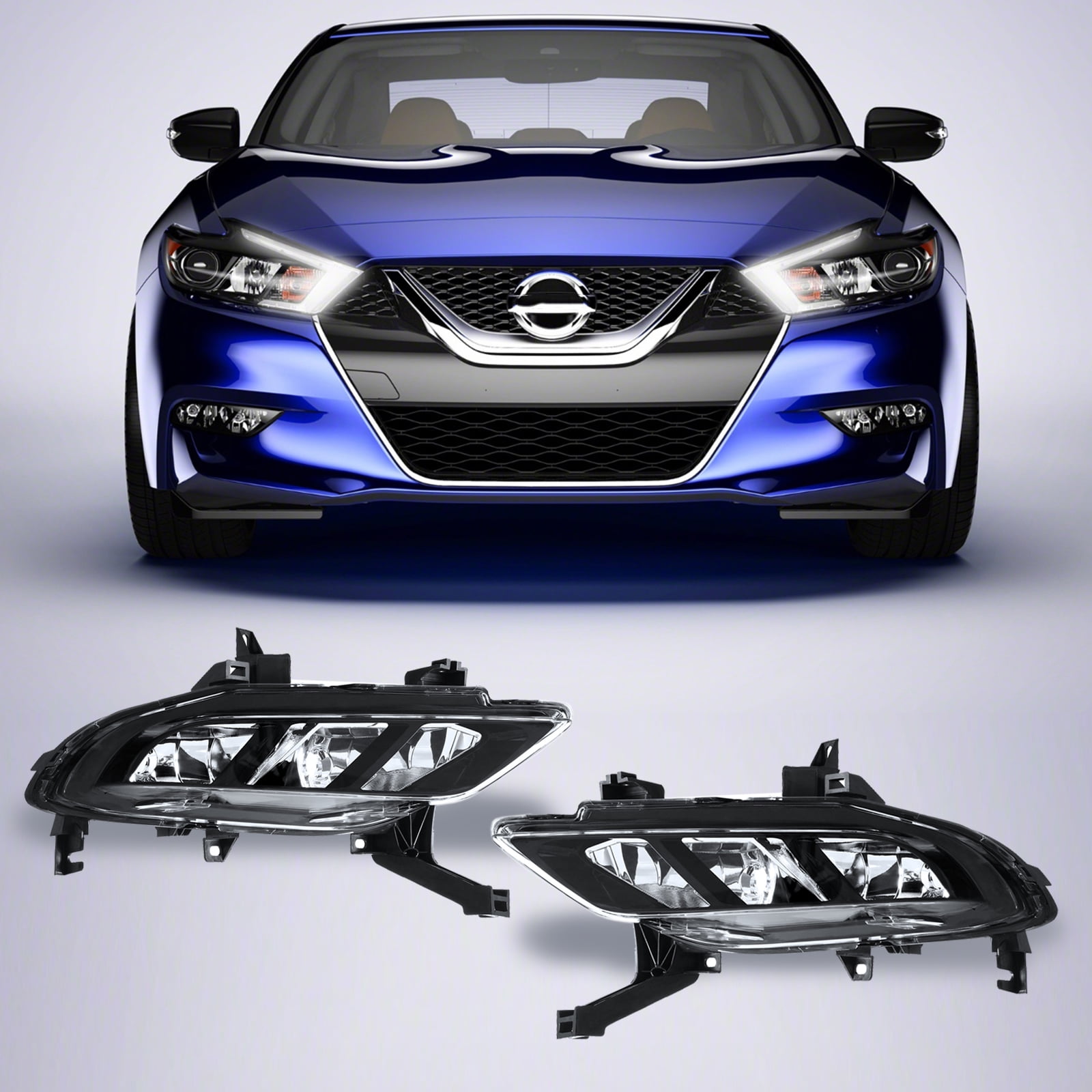 HOUGEET Fog Lights Assembly Fit for 2016-2018 Nissan Maxima Driving Fog Lamps Replacement Driver Side & Passenger Side