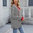 thumbnail image 4 of FRSASU Womens Tops Long Sleeve Casual Striped Color Block V Neck Fashion Loose T Shirts Black, 4 of 8