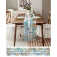 thumbnail image 3 of nqOlkjepod Coastal Coral Table Runner 108 Inches Long Farmhouse Dress Scarves, Summer Beach Starfish Teal Blue Woode Dining Tablerunner for Coffee Table/Kitchen Island/Party Décor, 13" x 108", 3 of 8