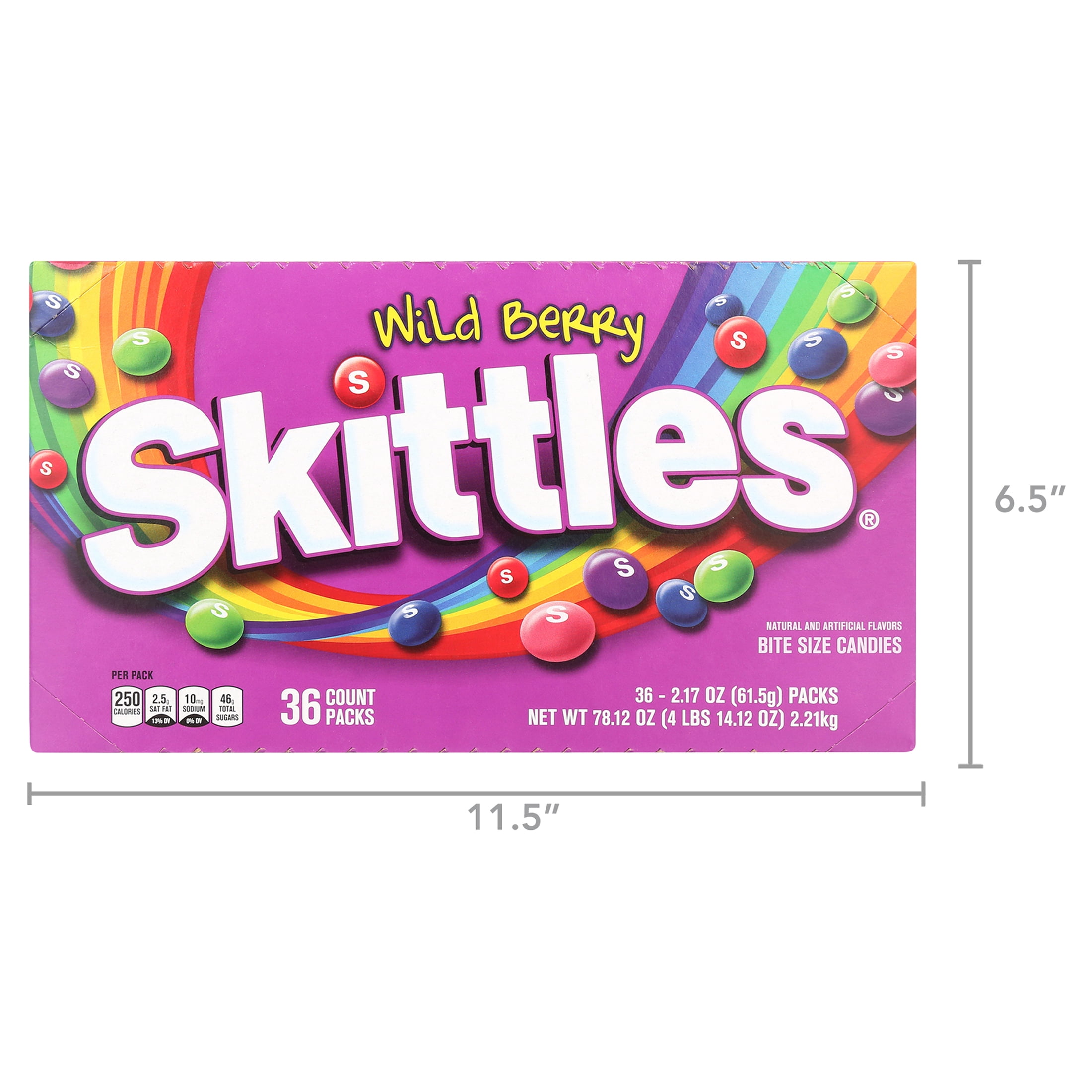 Skittles Wild Berry Chewy Candy, Full Size, 2.17 oz, 36-count