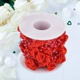 thumbnail image 3 of ZOUSSIQI Rose Beaded Ribbons, 32.8ft/roll Artificial Rose Pearl Wire Beads Fabric Ribbon Beads Chain Ribbon Pearls Flower Trim for Adornment(Red) CA919-27779, 3 of 8