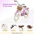 thumbnail image 5 of Kids Bike for Girls Ages 7-10 Years - 20" Children's Bicycle, leather Seat & Handlebars, Basket, Front Hand Brakes, Rear Coaster Brake & Safety Bell, Purple, 5 of 7