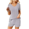 thumbnail image 2 of Lolmot Women's 2 Piece Outfits Summer Short Sleeve Tops and Shorts Soft Lounge Sleepwear Pajama Set with Pockets, 2 of 6