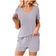 thumbnail image 1 of Conjunto de Ropa de Salón para Mujer, Ropa de Dormir con Cuello en V Impresión de Manga Corta Blusa Y Pantalones Cortos con Cintura Elástica Hecha de Poliéster, Blusas para Mujeres Casual, 1 of 6