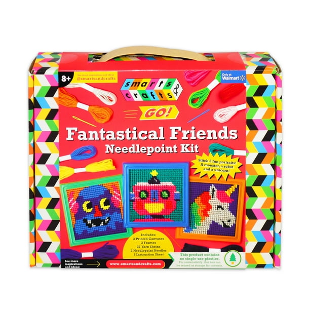 Smarts & Crafts Go Needlepoint Kit, 40 Pieces, MultiColor, for Kids
