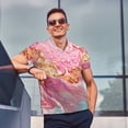 thumbnail image 4 of Balery Abstract Pink Gold Splash Camisa Polo de Hombre con Estampado, de Manga Corta y Tejido Medio, Camisa Tipo Golf Polo-3X-Large, 4 of 6