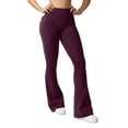 thumbnail image 4 of Butt Lifting Leggings for Women Flared Yoga Workout Gym Pants with Pockets Wine S, 4 of 4
