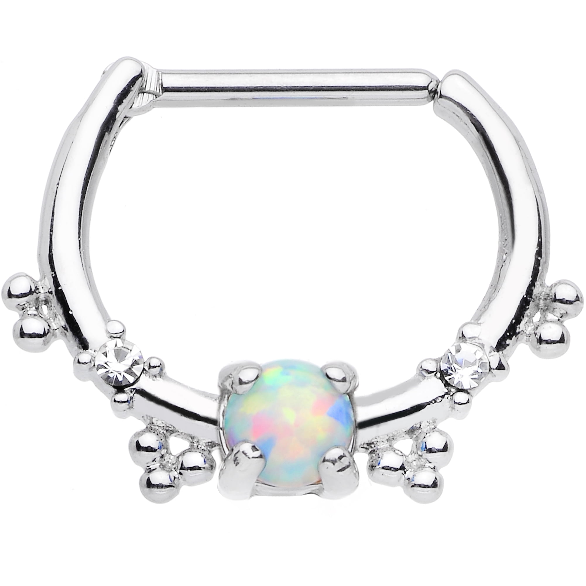 Body Candy Body Candy Stainless Steel White Synthetic Opal Simple