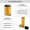 thumbnail image 3 of Mustard Yellow Bathroom Set with Bamboo Lid - Matte Metal Trash Can and Toilet Brush, 3 of 8