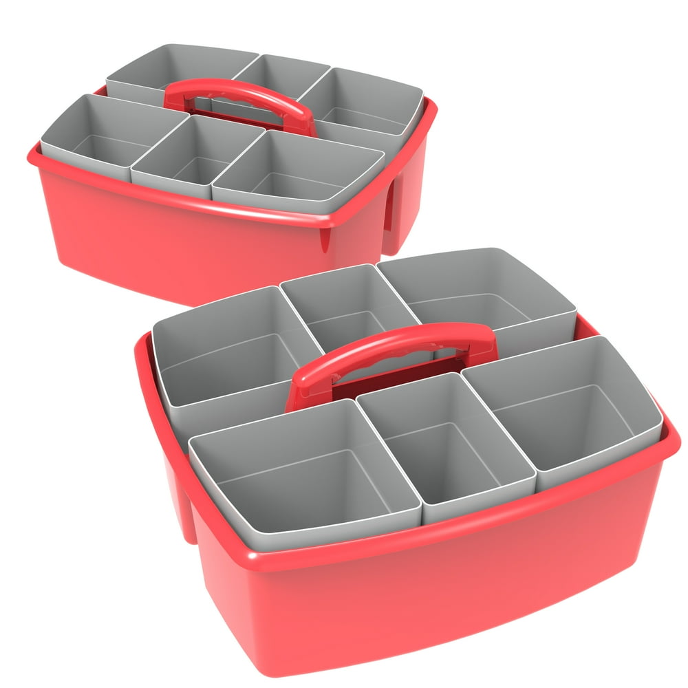 Storex Large Caddy with Sorting Cups, Red, 2Pack