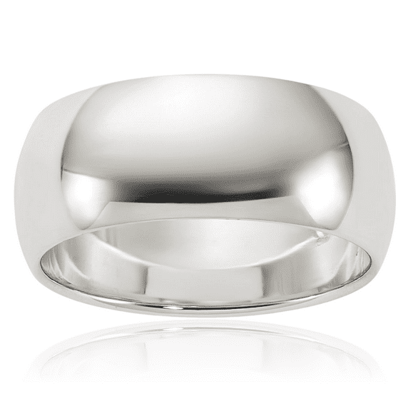 925 Sterling Silver 8mm Half Round Plain Classic Wedding Band Ring