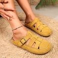 thumbnail image 3 of Rokment Womens Closed Toe Gladiator Clogs Suede Buckles Comfortable Backless Slip on Walking Flat Sandals for Boho Beach Summer 2026 Yellow Size 6, 3 of 7