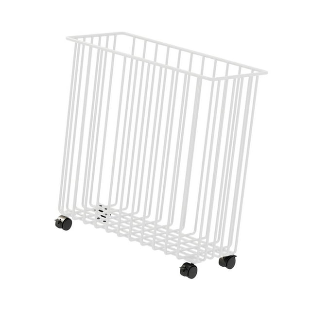 Carrito de almacenamiento para esterilla de , cesta de lavandería con ruedas de metal, organizador de gimnasio, cesta con ruedas para dormitorio, Blanco y L