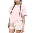 thumbnail image 2 of Amidoa Girls 2 Piece Outfits Summer Clothes Short Sleeve Floral Print Cute T-Shirt and Casual Shorts Kids Clothing Sets,Pink Size 4T, 2 of 6