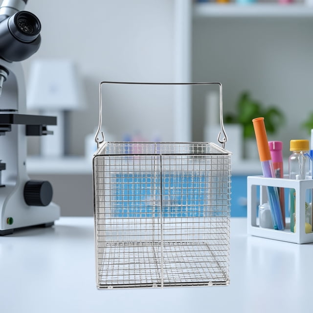 unbranded Canasta De Acero Inoxidable Para Limpieza Ultrasónica Con Malla Fina Y Resistencia A Alta Temperatura Plata