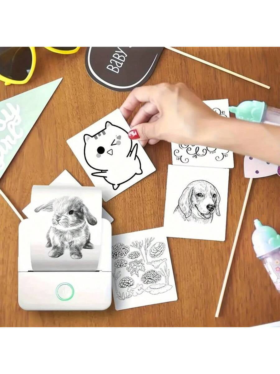 Inkless Phone Thermal Printer - Mini Pocket Wireless Cute Design, Prints Labels, Receipts, Photos for Home, Office