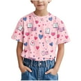 thumbnail image 1 of HVOBBTY T-Shirt Classique à Manches Courtes Décontracté pour Fille, Chemise Tendance pour Enfant T-Shirt Imprimé Col Rond Confortable Ample T-Shirt Blouse à Manches Courtes Hauts Décontractés Rose Vif, 18 Mois, 1 of 5