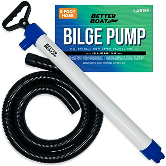Manual Bilge Pump for Boats Kayak Canoe Hand Water Pump | Hand Pumps Siphon Pump Bailer Kayaking Boat with Hose Portable Held 20 Gallons Per Minute Suction Marine Grade Large
