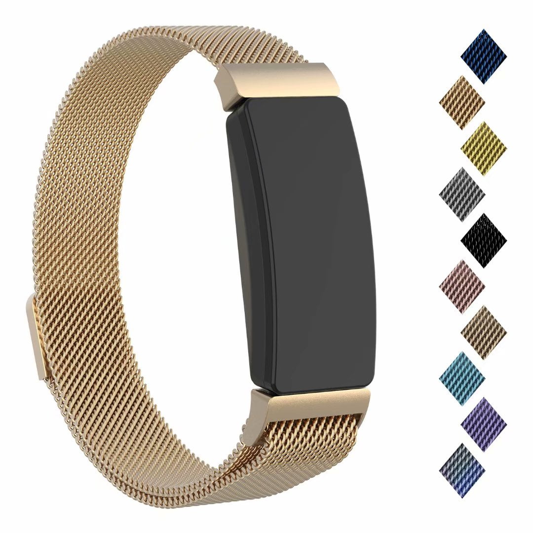 Poy Compatible with Fitbit Inspire HR Bands, Stainless Steel Replacement for Fitbit Inspire and Ace 2 Metal Loop Bracelet Sweetproof Wristbands for