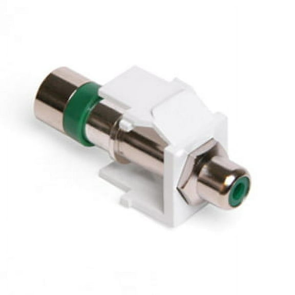 Leviton 40782-RVW Quickport Compression RCA Connector, Green Stripe, White