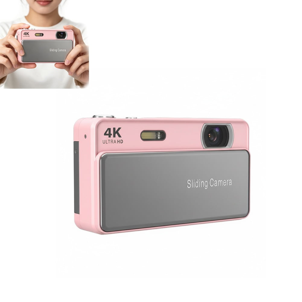 Sliding Digital Camera,64MP HD Auto Focus,16X Zoom ,4K Video Recording，Portable Travel Photography with Fill Light,Suitable for recording daily life