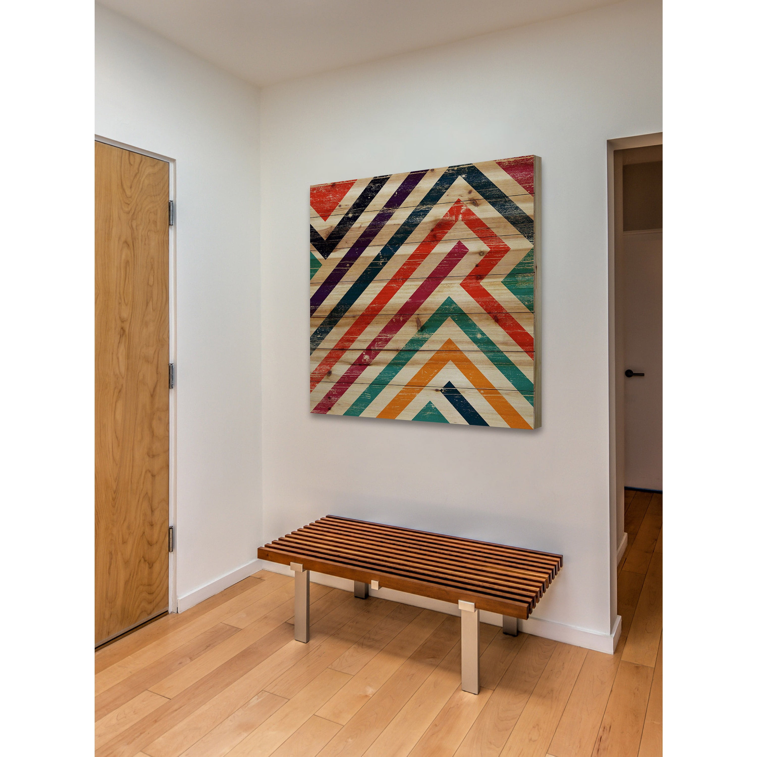 "Paths of Color" Painting Print on Natural Pine Wood